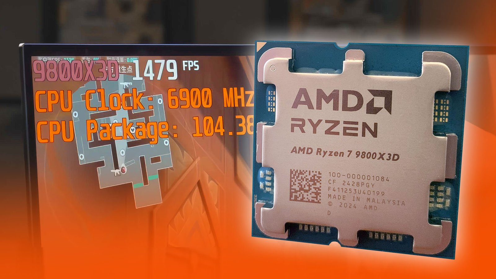 AMD Ryzen 7 9800X3D overclocked to 6.9GHz, hitting 1,500fps in CS2